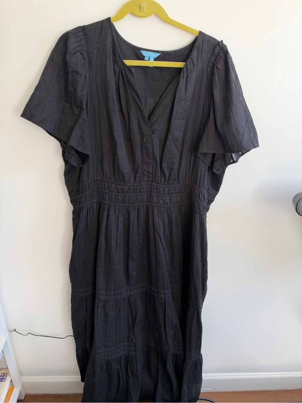 Draper James Black Tiered V-Neck Maxi Dress